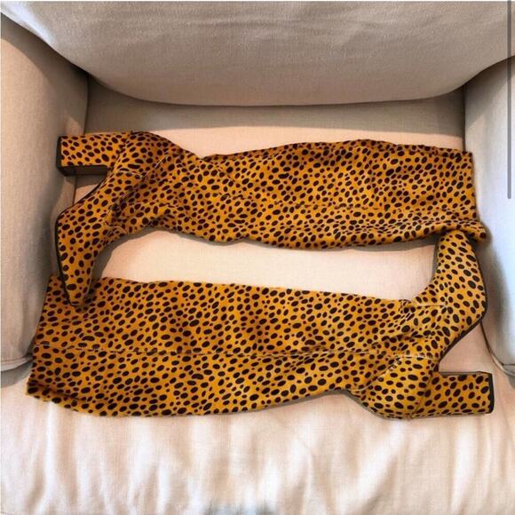NWOT AGL Leopard Print Calf Skin Over The Knee Boots - Picture 2 of 11